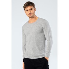 Catherine's Cacharel 1333 Erkek O Yaka Uzun Kollu T-Shirt - Gri