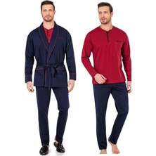 Pierre Cardin 5605 5'li Röpteşambır Pijama Seti - Lacivert
