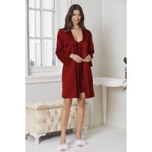 Pierre Cardin 6'lı Kaplı Midi Gecelik Sabahlık Set 6015 Bordo