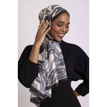 AYSHARA Devr-I Fırça Desenli Tek Taraflı Şal -  Siyah Antrasit