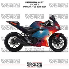 Yamaha R25 Kaplama Sticker Magma Design Motor Kaplama Modeli Hazır Kit 2019-2024 Uyumlu 