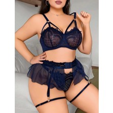 Ruselin Kadın 4 Parça Büyük Beden Klasik  Seksi Fantezi Gecelik 8003