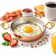 Nuha Bakır Sahan 11 cm El Dövme %100 Bakır Sunum ve Pişirme Tavası Çift Kulplu