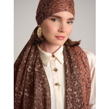 AYSHARA Peleng Leopar Desenli Çift Taraflı Şal - Kiremit Kahverengi