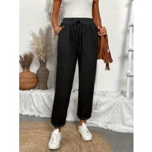 Infivento Kadın Yüksek Bel Lastikli Belde Bağcık Detaylı Aerobin Pantolon