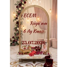 Ebruli Baskı Kişiye Özel 6 Ay Kınası Aynası Yazısı Sticker – Zarif Organizasyon Dekoru