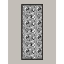 AYSHARA Mühr-I Gül Çiçek Desenli Tek Taraflı Şal -  Siyah Gri