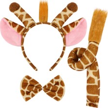 Timion Zürafa Kosümü Aksesuar Seti 3 Lü - Taç Papyon Kuyruk