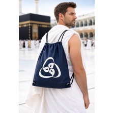 İhvan Online Üç Vavlı Hac Umre Terlik Çantası, Suya Dayanıklı, Büzmeli Ayarlanabilir Torba Sırt Çantası  - Lacivert