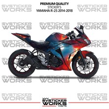 Yamaha R25 Kaplama Sticker Magma Design Motor Kaplama Modeli Hazır Kit 2013-2018 Uyumlu 