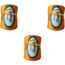 Favori Ip 5000 Denye -0.8 Mm- Ambalaj ve Paket Ipi Naylon Burgulu Örgü Çamaşır Ipi -Turuncu -3 Adet