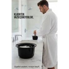 Marsilyan Profesyonel Siyah Tıraş Tası  - Berber Tipi Ergonomik Sabun Köpürtme Kabı -