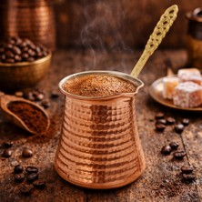 Nuha El Yapımı Bakır Cezve | 100-300 ml Seçenekli | Türk Kahvesi Cezvesi | Geleneksel Dövme Bakır