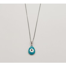 Mavika Jewellery White Gold Plated Damla Nazar Kolye