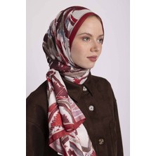 AYSHARA Devr-I Fırça Desenli Tek Taraflı Şal -  Kırmızı Bordo