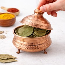 Nuha El Yapımı Bakır Şekerlik Kapaklı – Anadolu Üretimi Dövme Bakır Kuruyemişlik Baharatlık Dekoratif