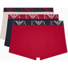 Emporio Armani Erkek Elastik Bel Bantlı Esnek Pamuklu Üçlü Paket Kırmızı Boxer EM000259 AF20668-M1189