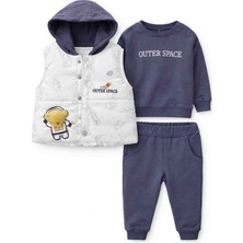 Wow Erkek Bebek 3’lü Takım – Kapüşonlu Şişme Yelek, Sweatshirt ve Eşofman Altı