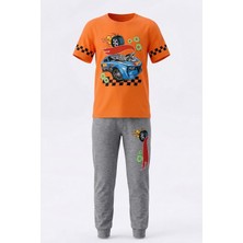 Remsa Erkek Çocuk Pamuk Penye Pijama Takımı 4294 Turuncu