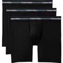 Calvin Klein Erkek Elastik Bel Bantlı Logo Etiketli Üçlü Paket Siyah Boxer LV00NB4538-UB1
