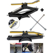 Moonshop Oto Krikosu 1.5 Ton Makas Cırcırlı Araç Kriko + Bijon Anahtarı -Cırcır ve Bijon Anahtarı Set Çelik.