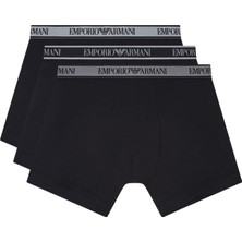 Emporio Armani Erkek Esnek Pamuklu Üçlü Paket Elastik Bel Bantlı Siyah Boxer EM000261 AF20669-MC061