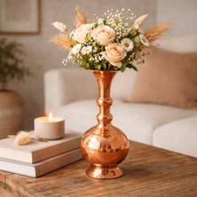Nuha El Yapımı Bakır Vazo 20 cm – Dekoratif Anadolu Bakır Vazo – Şık Masa ve Ev Dekoru