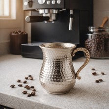 Nuha El Yapımı Dövme Bakır Bardak 400 ml – Türk Kahvesi Fincanı Vintage Tasarım Kulplu