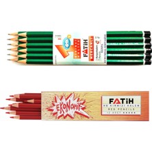 Fatih 12 Li Mercanlı Kurşun Kalem - 12 Li Kırmızı Kopya Kalemi Set
