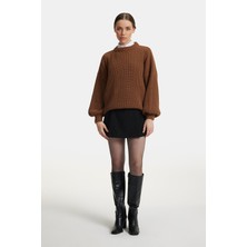 Shemall Luxury Kadın Selanik Örgü Oversize Triko Kazak