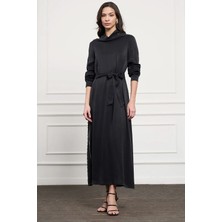 Nuss Cupra Ipek Elbise 2057 Siyah