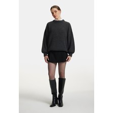 Shemall Luxury Kadın Selanik Örgü Oversize Triko Kazak