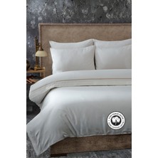 Evien Home Nakışlı %100 Pamuk Saten Çift Kişilik Nevresim Takımı 4 Parça Çeyizlik Günlük Lüks Devin Krem