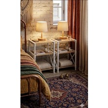 Messer 2 Adet Zenna Ahşap Dekoratif Yan Sehpa Beyaz 2 Adet Gönderilecektir