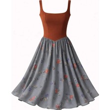 Retrobird 50S Belle Corset Midi Elbise Kadın Tuğla