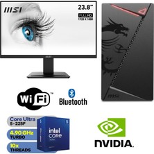 MSI Şafak-Ofis Pc 24" Monitörlü Intel Core Ultra 5 225F Yapay Zeka Işlemcili Gt 4gb 16GB Ddr5 Ram 500GB M.2 SSD 600W Win 11 Pro Wi-Fi Masaüstü Ofis Bilgisayarı Seti