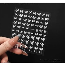 Aeç Tasarım Beyaz Fiyonk Tırnak Süsleme Stickerı Nail Art Süslemeleri