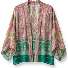 Retrobird Tasarım Boho Mini Kimono Kadın Çok Renkli