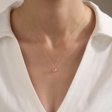 Gold Marley 14 Ayar Altın Rystal Green Drop Kolye