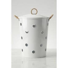 Desen Dekorasyon Çamaşır Sepeti Metal - Kapaklı Paslanmaz Çok Amaçlı Kirli Sepeti 45 L