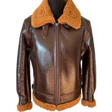 Asus Deri - Octavıa - Kadın Hakiki Koyun Kürkü Parlak Kahverengi Ceket