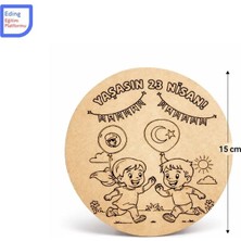 Eding 23 Nisan Ahşap Boyama Stem  Seti Mdf Boyanabilir Çocuk  Okulöncesi Sınıf Kiti -5 Adet