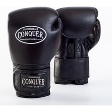 Conquer Premium Deri Boks Eldiveni 14 oz Siyah Renkli Eğitim ve Müsabaka İçin Üstün Koruma