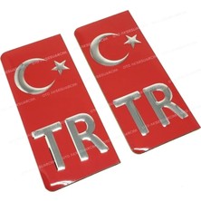Uslucan Alışveriş Tr Plaka Arması Metal Etiket Sticker Kırmızı 2'LI