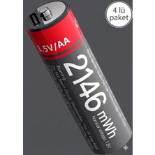 Yesido YP88 4 Adet Şarj Edilebilir Yüksek Verimli 1430 Mah 1.5V Aa Pil - Siyah