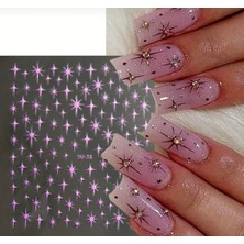 Aeç Tasarım Pembe Yıldız Tırnak Süsleme Stickerı Nail Art Süslemeleri