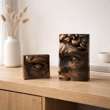 Mireva Fragment Face Soyut Yüz Heykel Seti, Beton, 18X12 Cm, Modern Minimal Sanat Objesi, Salon ve Ofis Masa Üstü Dekoratif Biblo