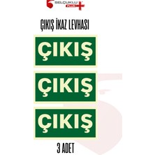 Selçuklu Plus 3'lü Fotolümenli Çıkış Ikaz Levhası Kalın Plastik Fosforlu Güvenlik Tabelası Yeşil Zemin