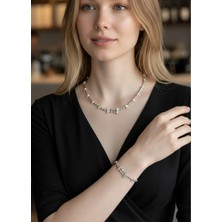 Biju Yılmaz Vip Silver Taşlı Tasma Kolye Bileklik Set - 26SET08