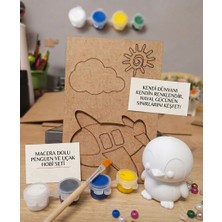 Nar Atölye Çocuklar Için Macera Dolu Hobi Seti - 3D Penguen & Magnetli Ahşap Boyama Kartı